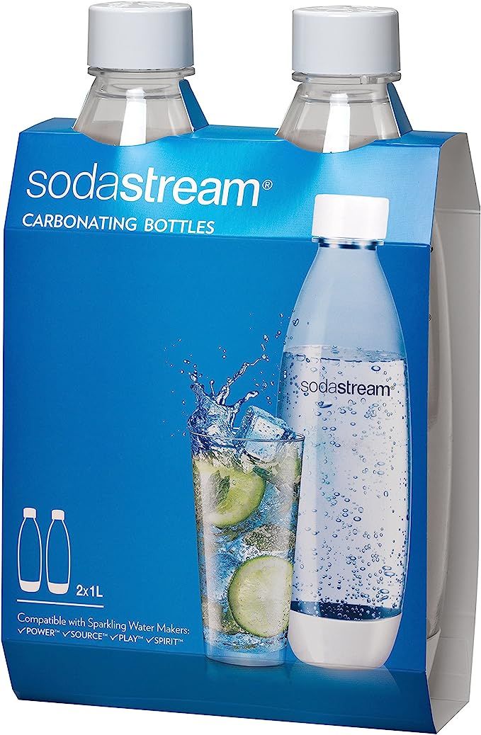 SodaStream White 1L Slim Carbonating Bottles Twin Pack, Pack of 2 | Amazon (US)