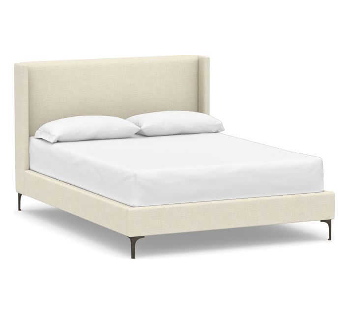 Jake Upholstered Platform Bed with Metal Legs | Pottery Barn (US)
