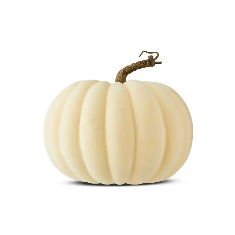 Harvest Cream Flocked Pumpkin, by Way To Celebrate | Walmart (US)