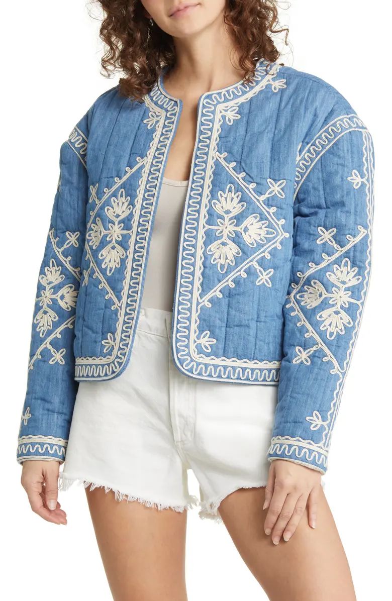 Soutache Embroidered Quilted Cotton Jacket | Nordstrom