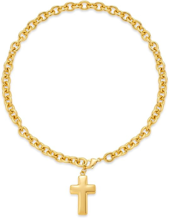 18k Gold Cross Charm Necklace for Women Trendy Star Pendant Necklace Toggle Clasp Necklaces | Amazon (US)