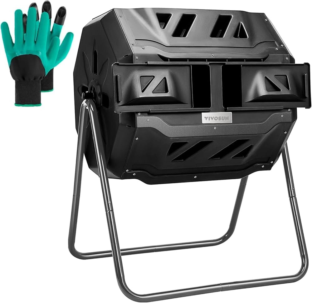 VIVOSUN Outdoor Tumbling Composter Dual Rotating Batch Compost Bin, 43 Gallon Black Door | Amazon (US)