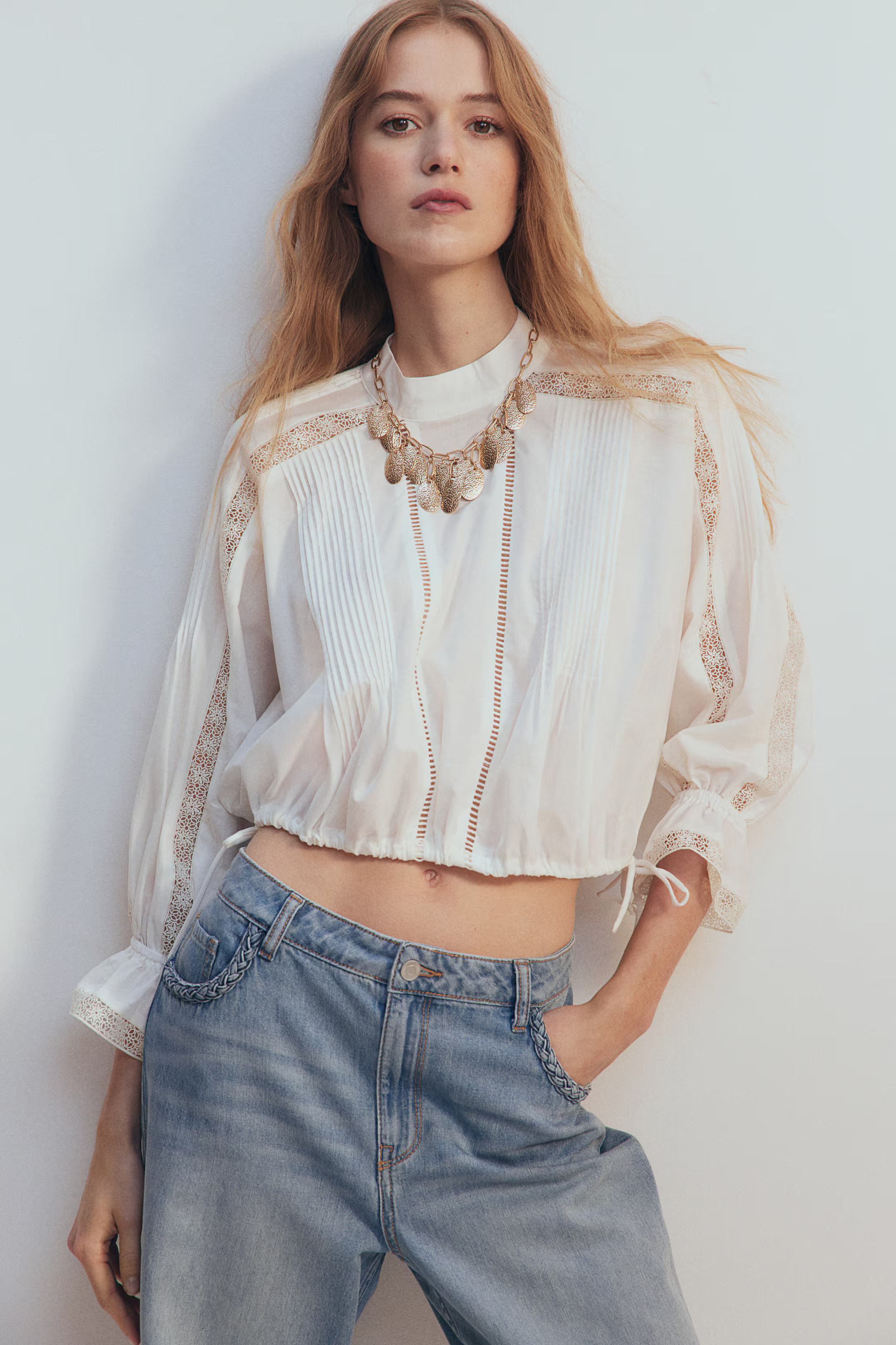 Lace-Inset Cotton Blouse | H&M (US + CA)