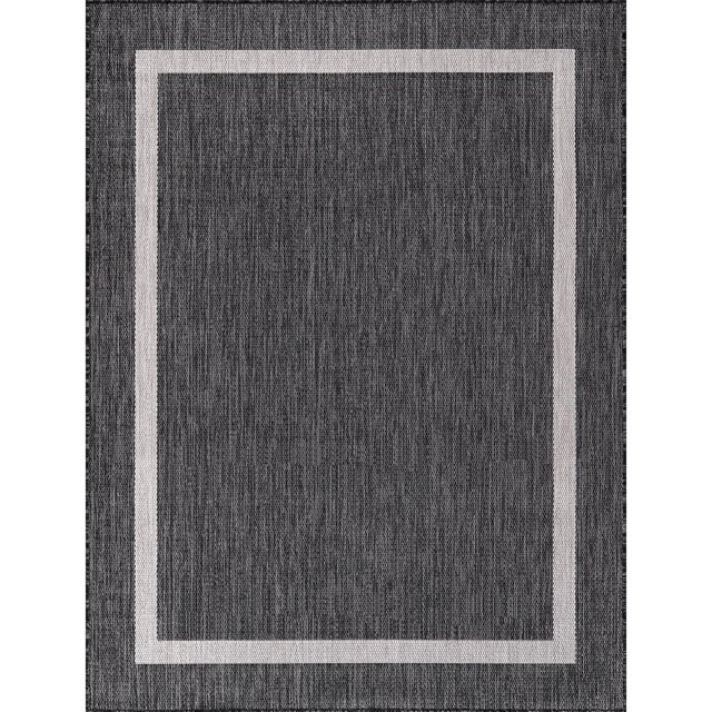 Beverly Rug Indoor/Outdoor Area Rugs, Bordered Patio Porch Garden Carpet, Dark Gray, 8'x10' | Walmart (US)