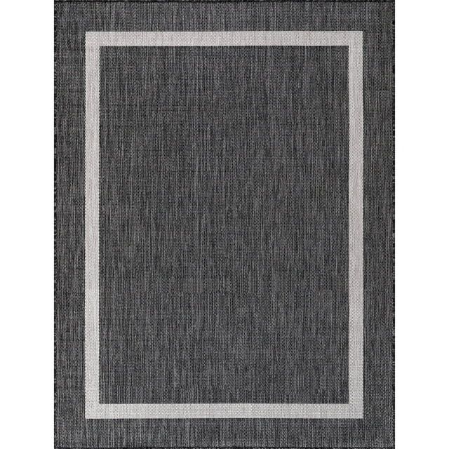 Beverly Rug Indoor/Outdoor Area Rugs, Bordered Patio Porch Garden Carpet, Dark Gray, 8'x10' | Walmart (US)