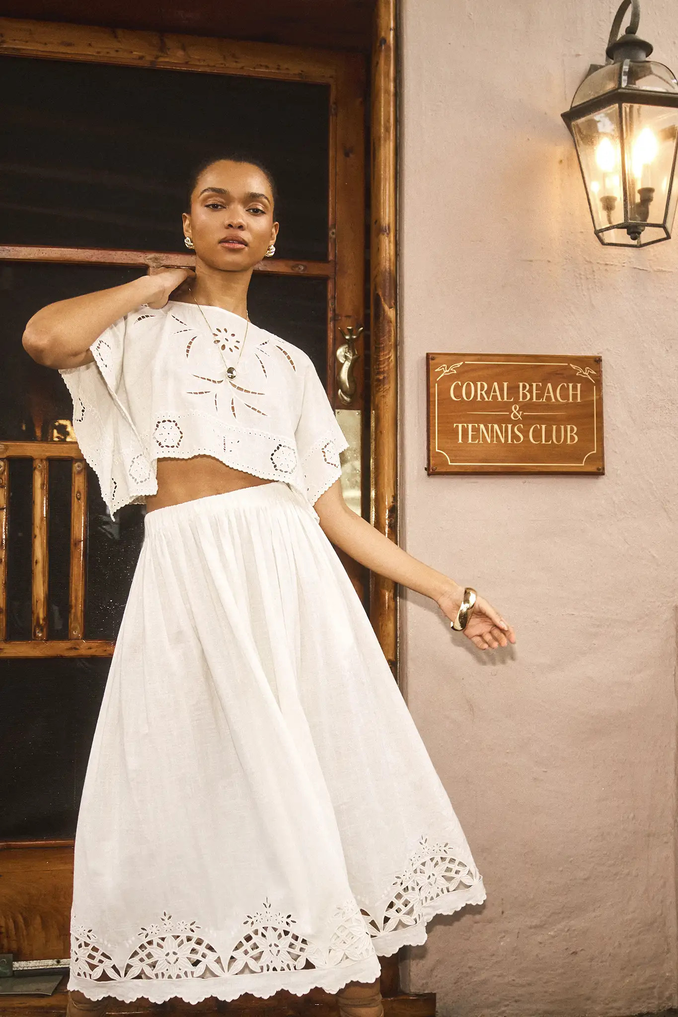 Tatum Skirt | White Eyelet Midi Skirt | Hunter Bell | Hunter Bell