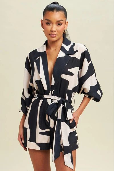 Payton Abstract Linen Playsuit | Pippa & Pearl