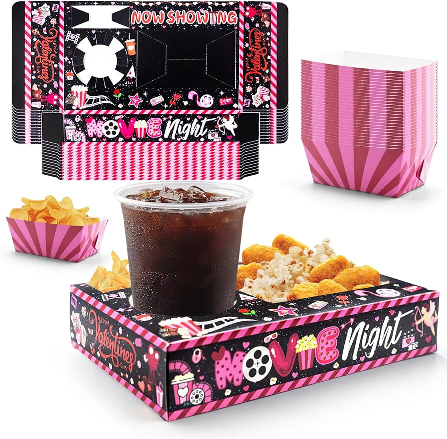 48 Pcs Valentine's Day Party Supplies Movie Night Paper Snack Trays Valentines Party Decorations ... | Amazon (US)