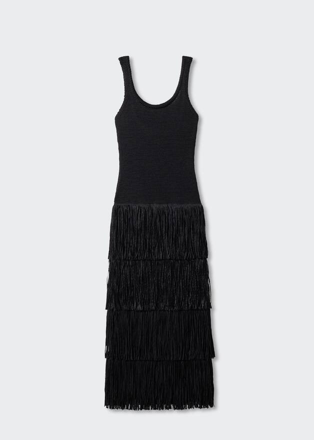 Knitted dress with fringe detail -  Women | Mango USA | MANGO (US)