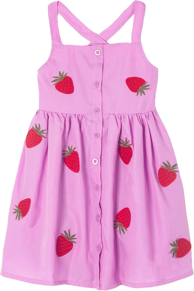 Toddler Girls Dresses Casual Back School Sleeveless Cross Straps Cutout Lined Elastic Waist Patte... | Amazon (US)