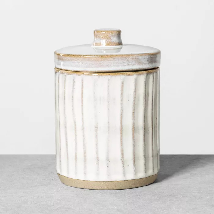 Stoneware Bath Canister Reactive Glaze Light Sour Cream - Hearth & Hand™ with Magnolia | Target
