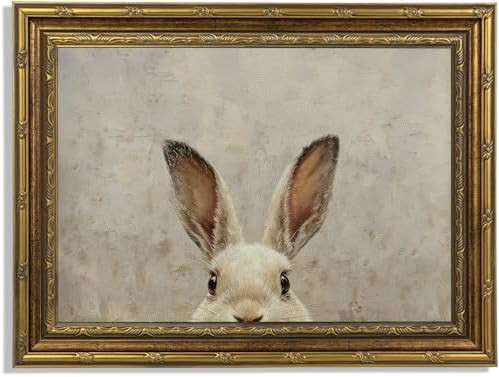 Funny Vintage Rabbit Wall Art Easter Bunny Painting Picture Wall Decor Animal Poster Print for Ki... | Amazon (US)