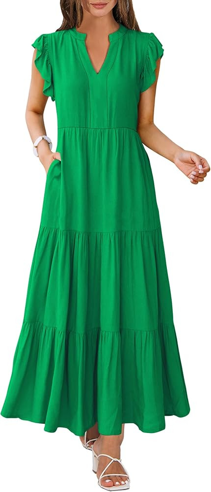 ANRABESS Womens Soft Maxi Dresses, Comfy Flowy Tiered Boho Regular Sundress, Summer Casual Wear f... | Amazon (US)