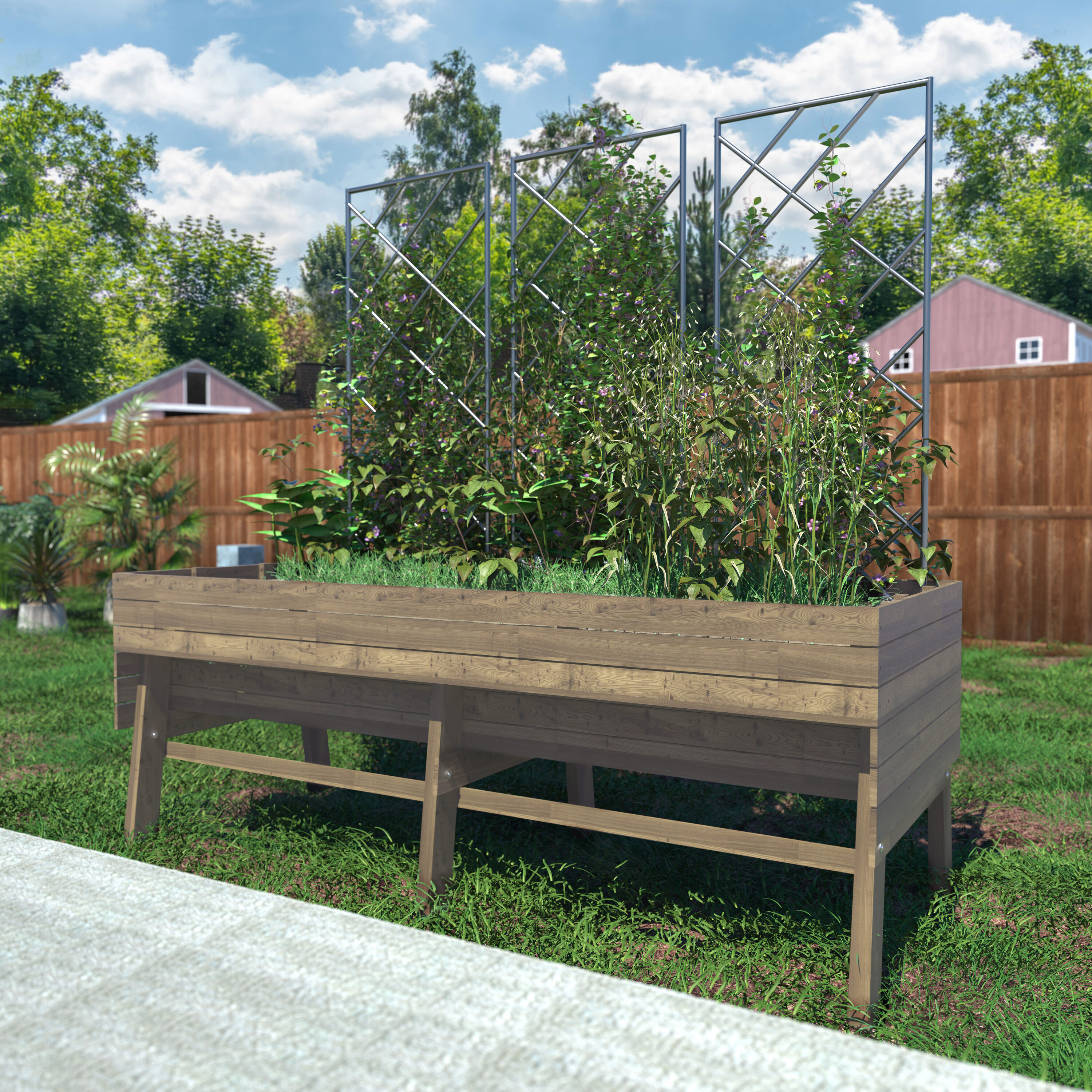VEIKOUS 9.59-cu ft 31.4-in W x 70.8-in L x 28.5-in H Elevated Brown Cedar Raised Garden Bed Large | PG0102-08BN-1 | Lowe's