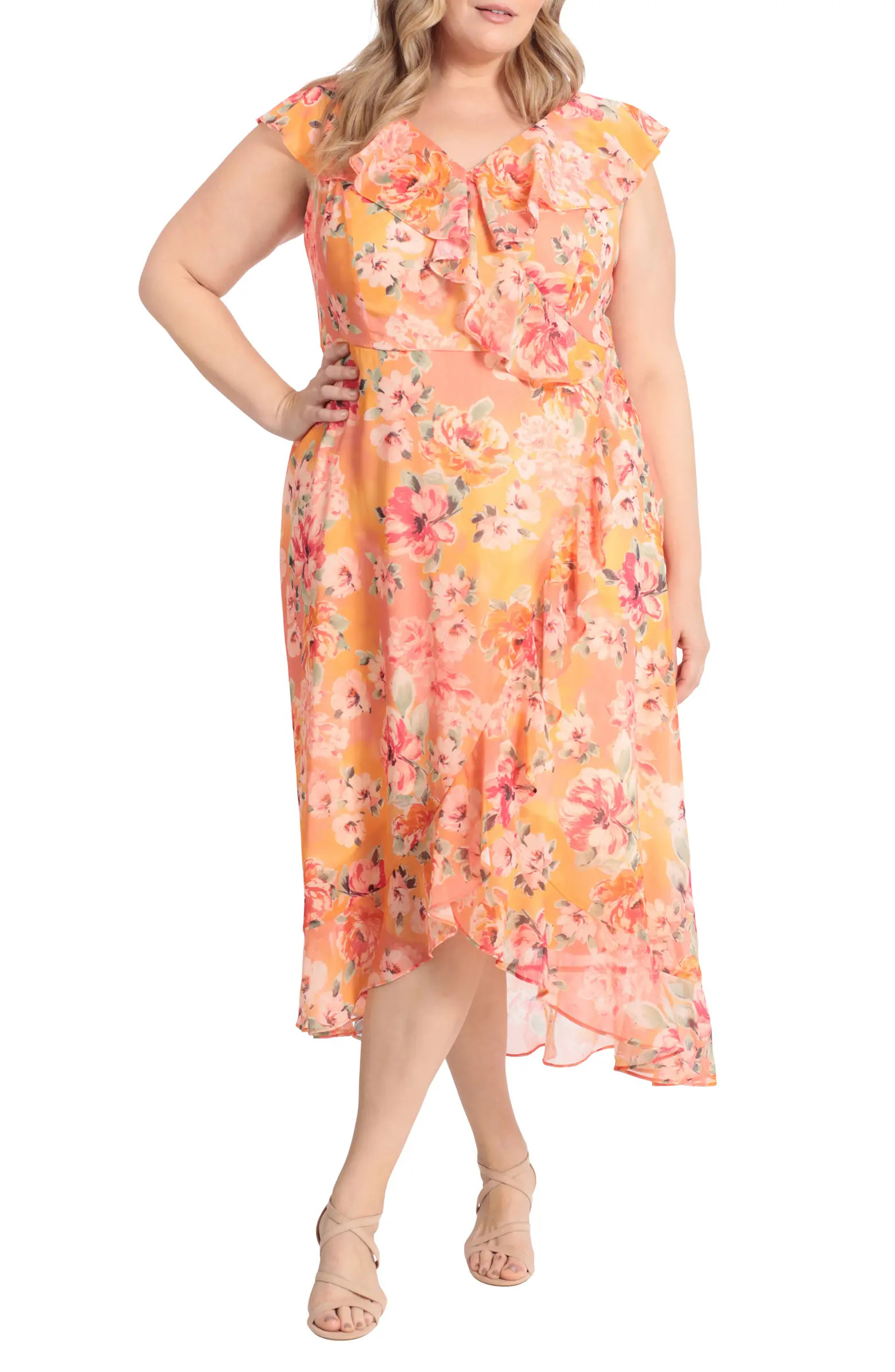 Floral Ruffle Faux Wrap Maxi Dress | Nordstrom Rack