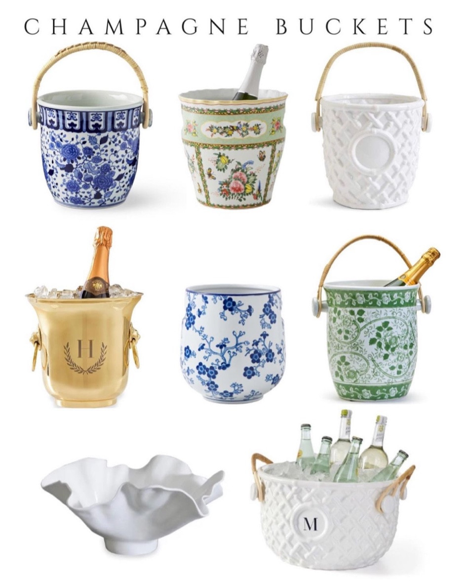 Beautiful champagne buckets 💗 (also double as vases!)  blue and white decor summer entertaining hosting outdoor dining memorial day 

#LTKsalealert #LTKhome #LTKunder50