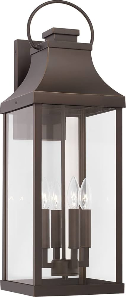 Capital Lighting 946441OZ Bradford Clear Glass Outdoor Wall Lantern, 4-Light 240 Total Watts, 27"... | Amazon (US)