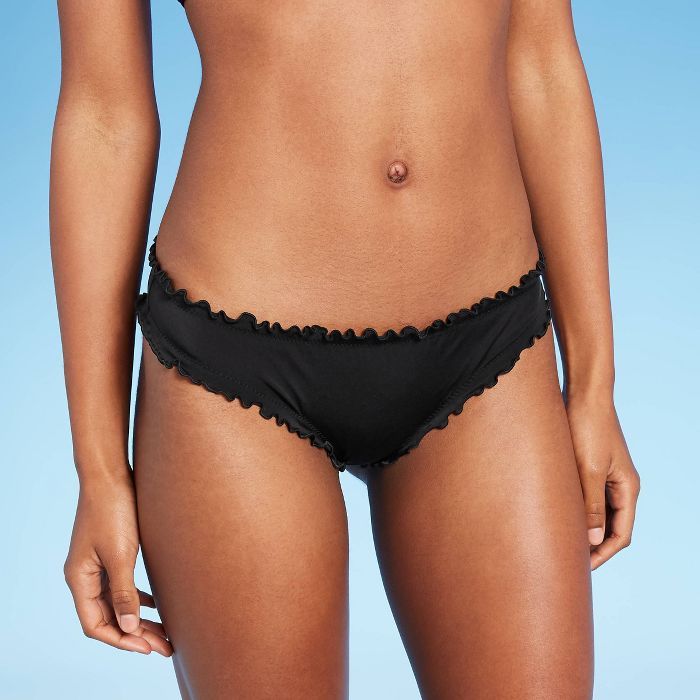 Women's Ruffle Extra Cheeky Bikini Bottom - Shade & Shore™ Black | Target