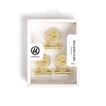 U Brands Magnetic Bulldog Clips Gold Set Of 3 Clips - Office Depot | Office Depot and OfficeMax 