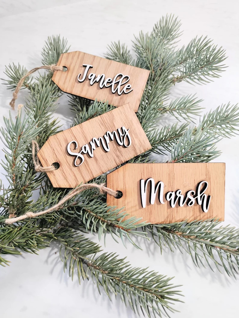 Personalized Wooden Christmas Stocking Tags Gift Tags Christmas Stockings Secret Santa Personaliz... | Etsy (US)