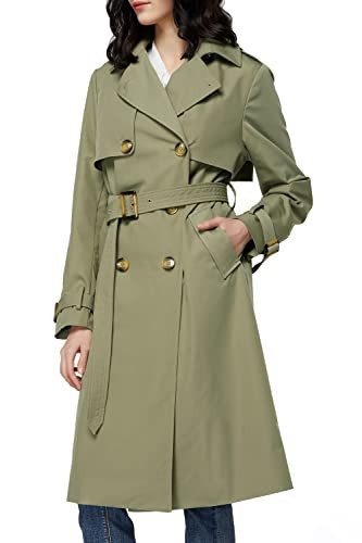 Orolay Women's 3/4 Length Double Breasted Trench Coat Lapel Jacket with Belt Green S | Amazon (US)