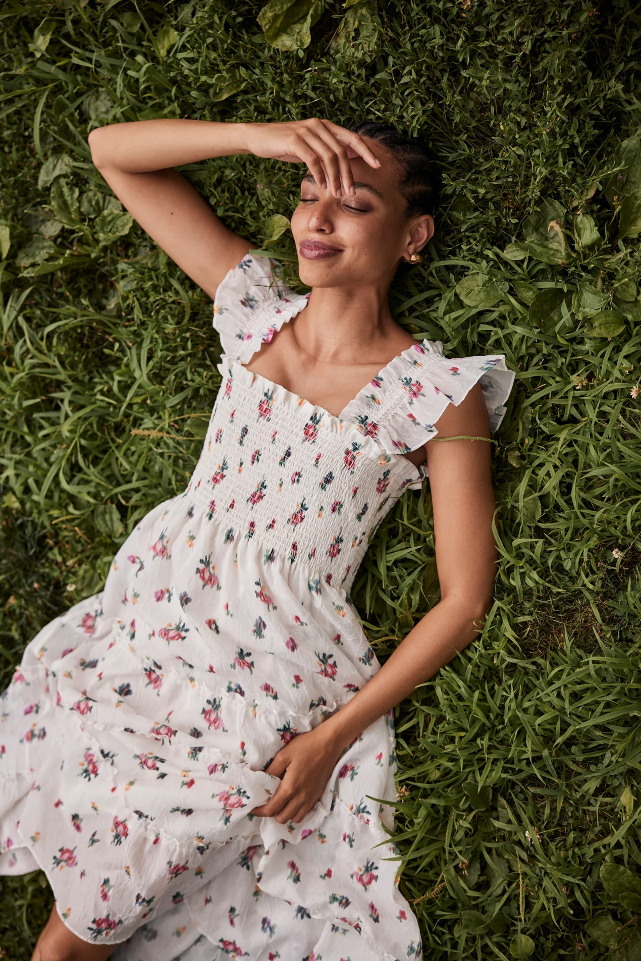 The Ellie Nap Dress - Ivory Ikat Floral Crushed Taffeta | Hill House Home