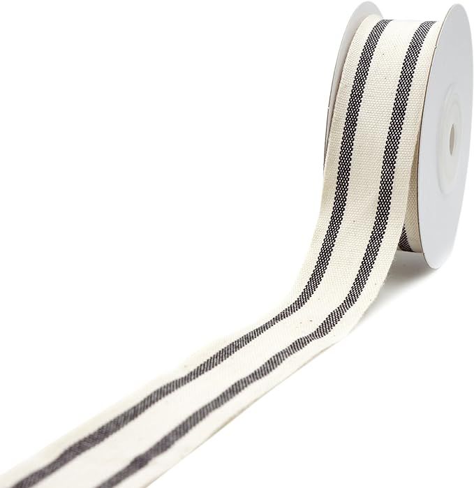 CT CRAFT LLC Natural Cotton Stripes Ribbon -1 inch (26mm) x 10 Yard.Decorative for DIY Crafts and Gi | Amazon (US)