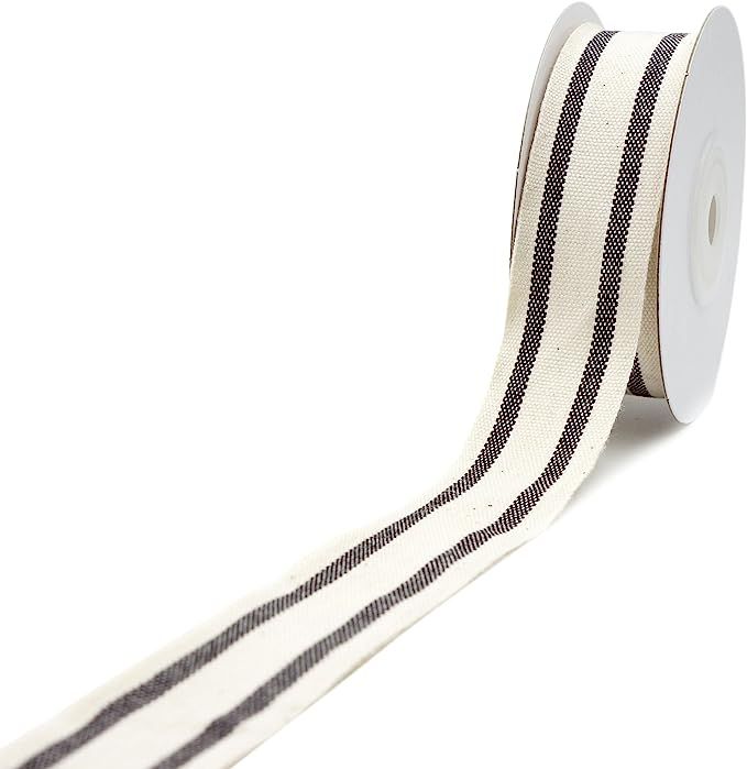 CT CRAFT LLC Natural Cotton Stripes Ribbon -1 inch (26mm) x 10 Yard.Christmas Decorative for DIY ... | Amazon (US)