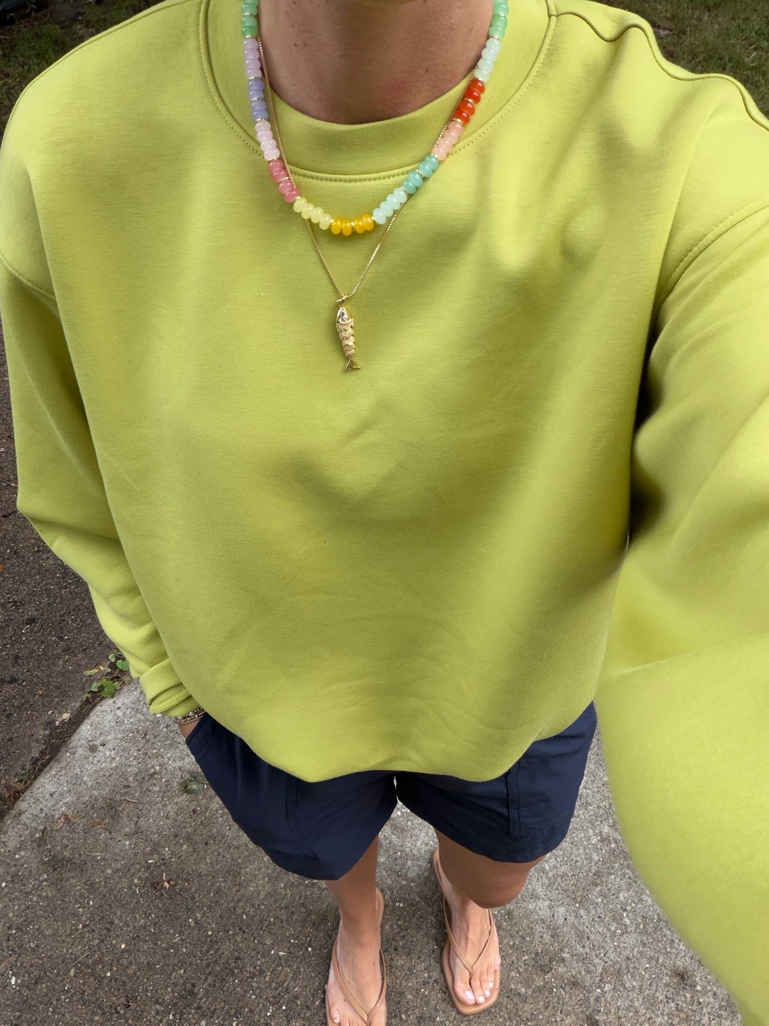 Today’s comfy outfit 

Sweatshirt - small tall
Shorts - size xs (size down)