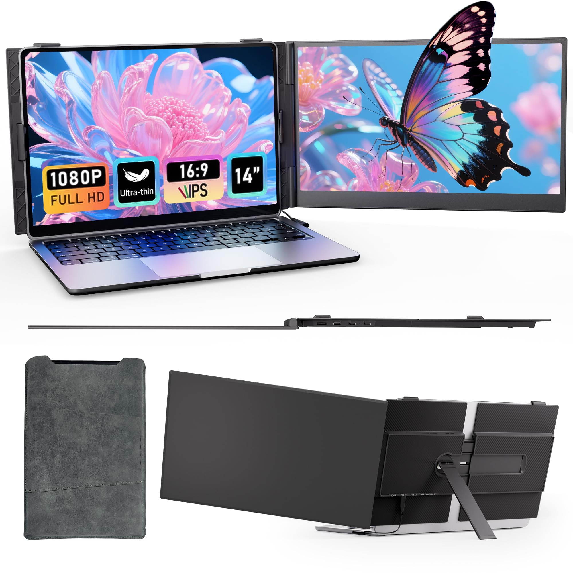 Laptop Screen Extender - Ultra-Thin 1.3lbs 14" FHD IPS Dual Portable Monitor Extension for Laptop... | Amazon (US)
