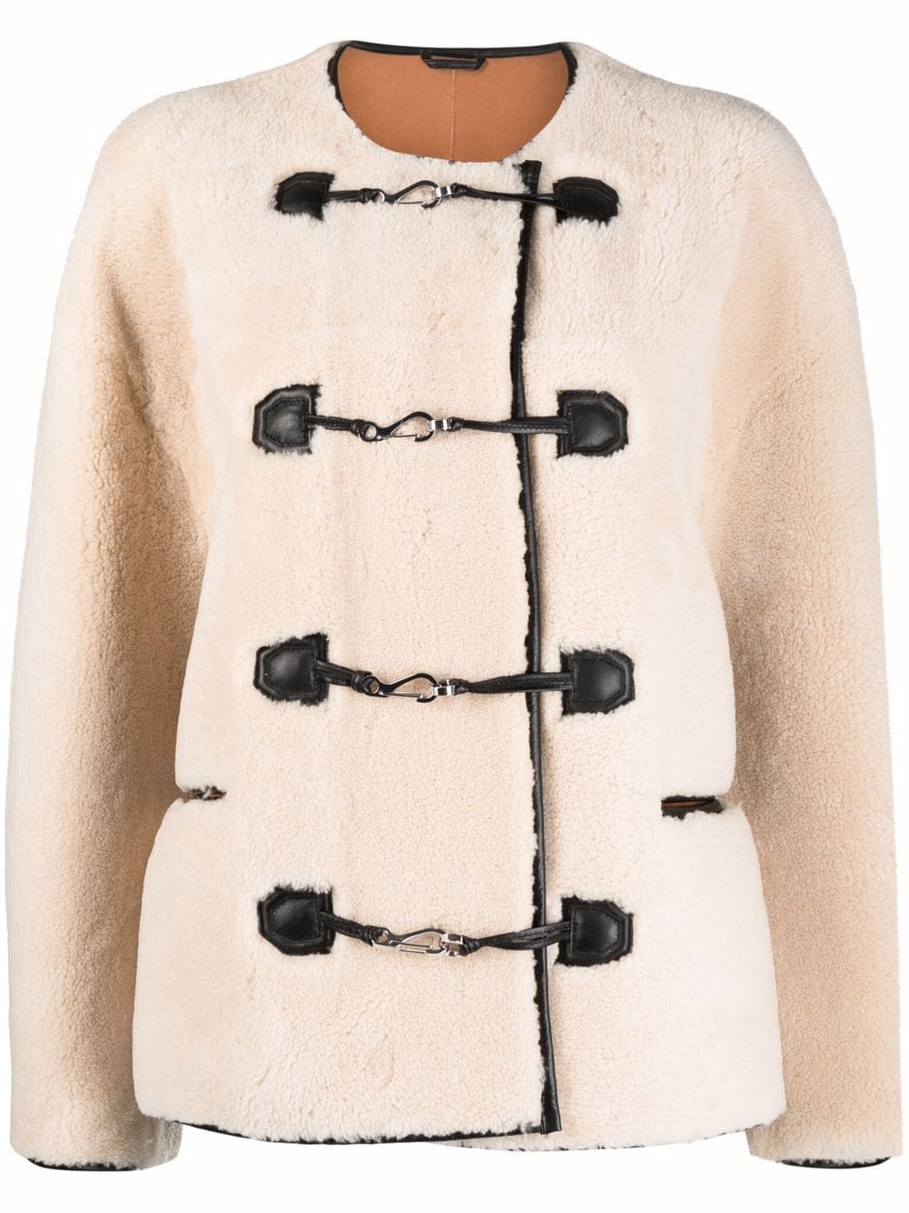 TOTEME - Jaqueta Teddy de pelos - mulher - couro/pele de carneiro - XXS - Neutro | Farfetch (BR)