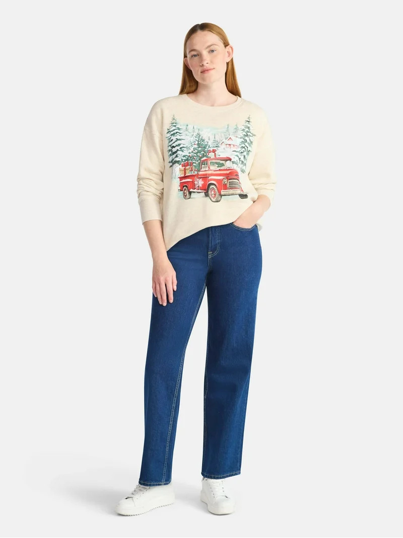 Women's Christmas Winter Cabin Graphic Fleece from Holiday Time, Sizes S-XXXL | Walmart (US)
