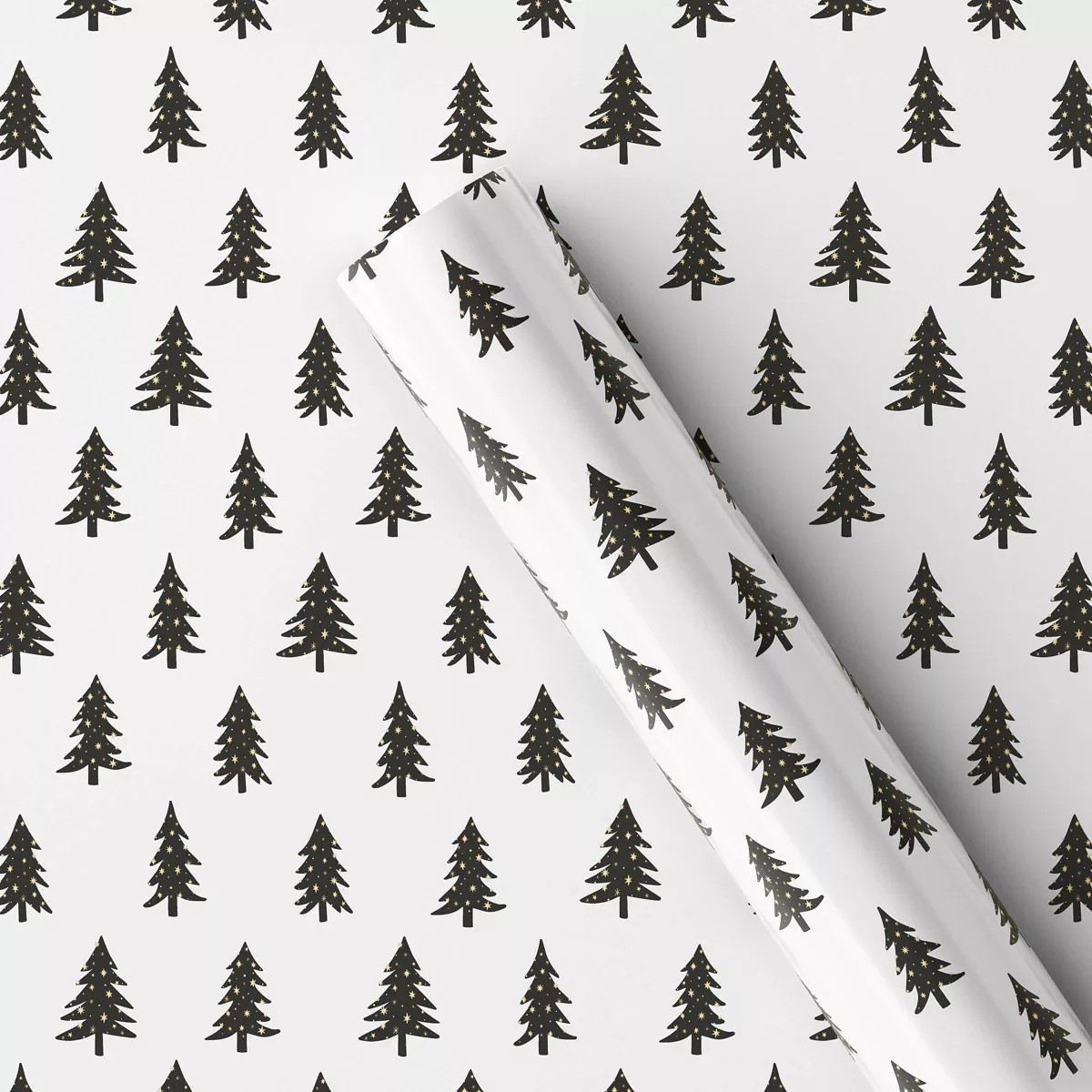 20 sq ft Trees with Gold Metallic Snow Christmas Gift Wrap White - Wondershop™ | Target