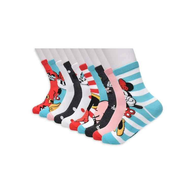 Disney Minnie Mouse Women's Crew Socks, 10-Pack, Shoe Sizes 4-10 | Walmart (US)