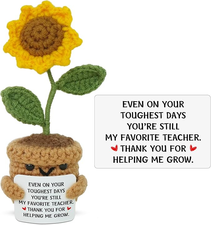 OASSIE Teacher Appreciation Gifts - Mini Handmade Positive Sunflower Crochet with Message Card - ... | Amazon (US)