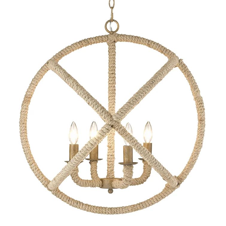 Delphinia 4 - Light Candle Style Globe Chandelier with Rope Accents | Wayfair North America