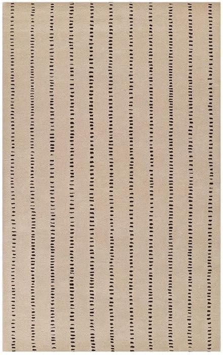 Modern Striped Area Rug, 100% Wool, Hand Tufted, Navy Blue and Beige, Nordic Minimal Design, Indo... | Amazon (US)