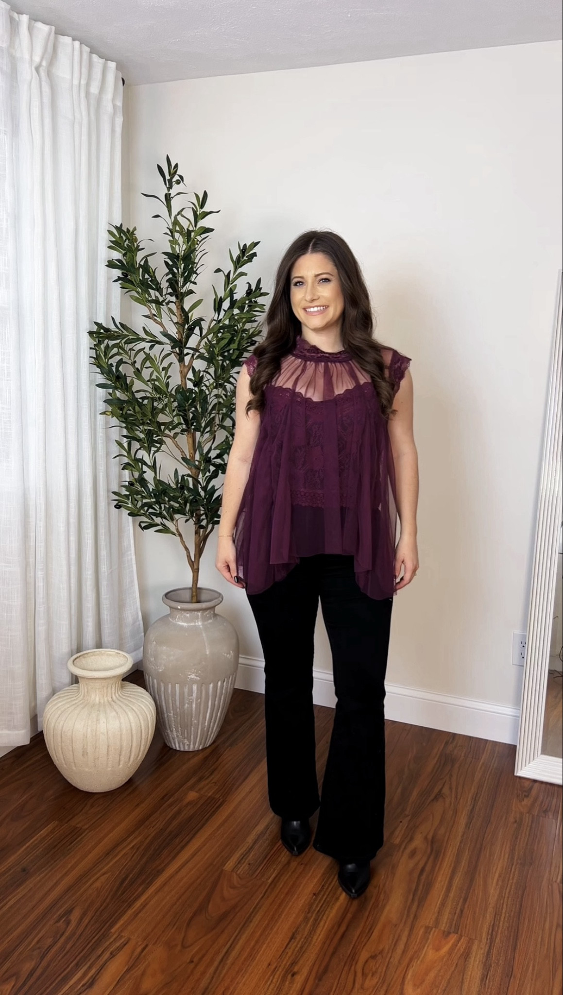 Casual Outfit for Christmas Eve Dinner 🖤 I’m 5’1 wearing size small Tulle Top / Size 25-Short Jeans 

#LTKPetite #LTKootd #LTKgrwm