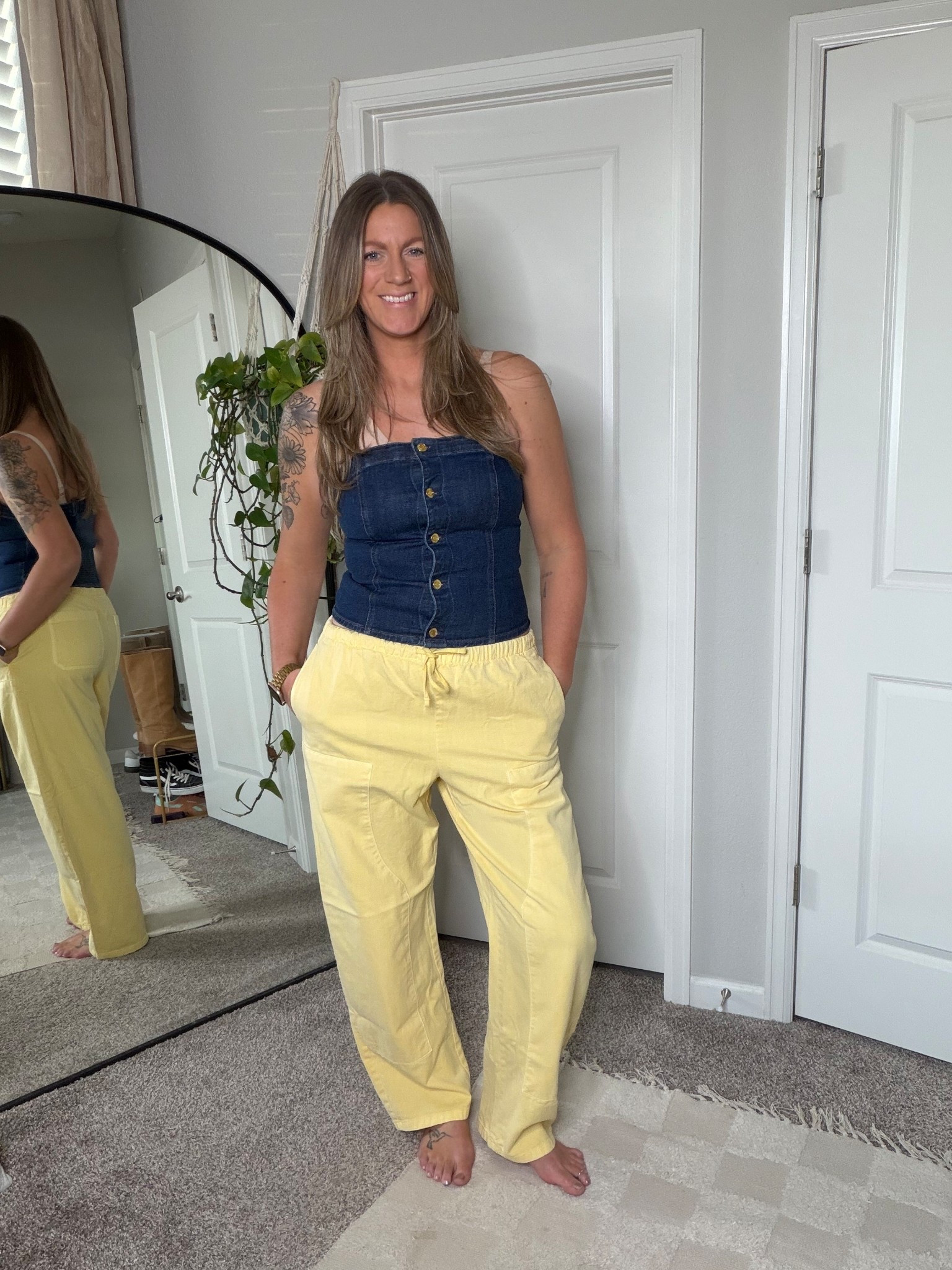 Wearing a medium tall in both, need a large in the top 
50% off!!! 

#LTKTall #LTKOver40 #LTKSaleAlert