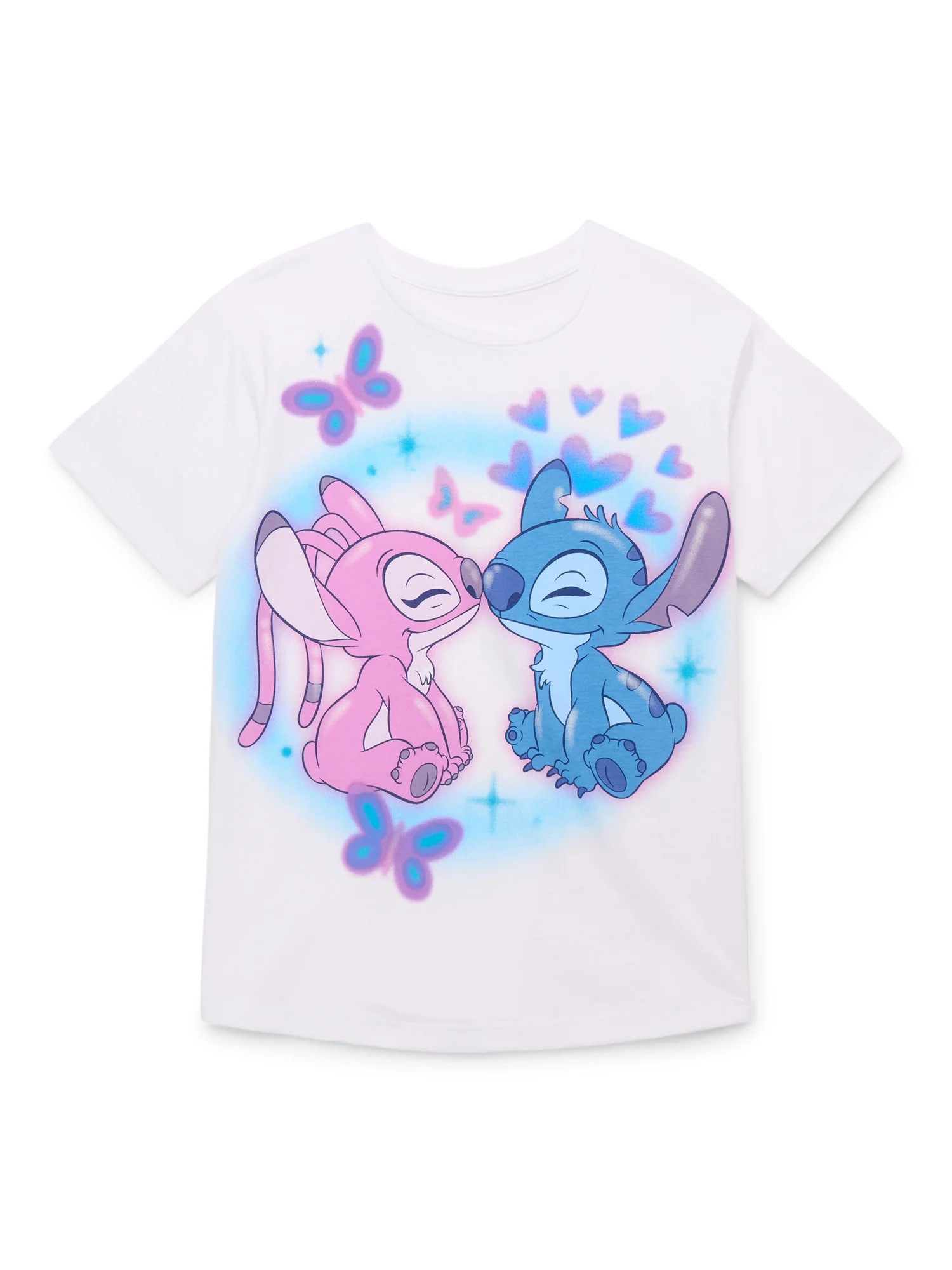 Disney Lilo & Stitch Angels of My Heart Girls Short Sleeve Graphic T-Shirt, Sizes 4-16 | Walmart (US)