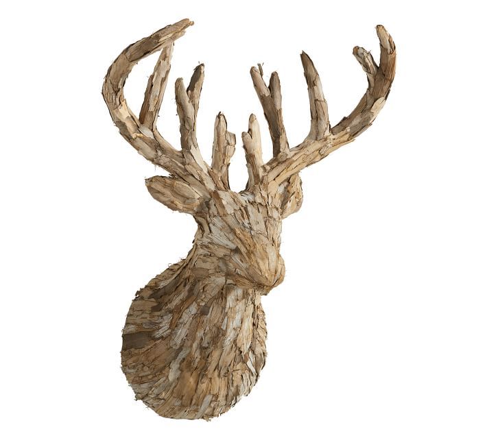 Birch Wood Deer Head Wall Art | Pottery Barn (US)