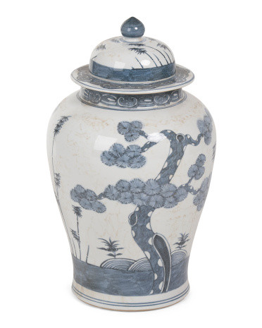14x21 Porcelain Pine Tree Ming Temple Jar | TJ Maxx