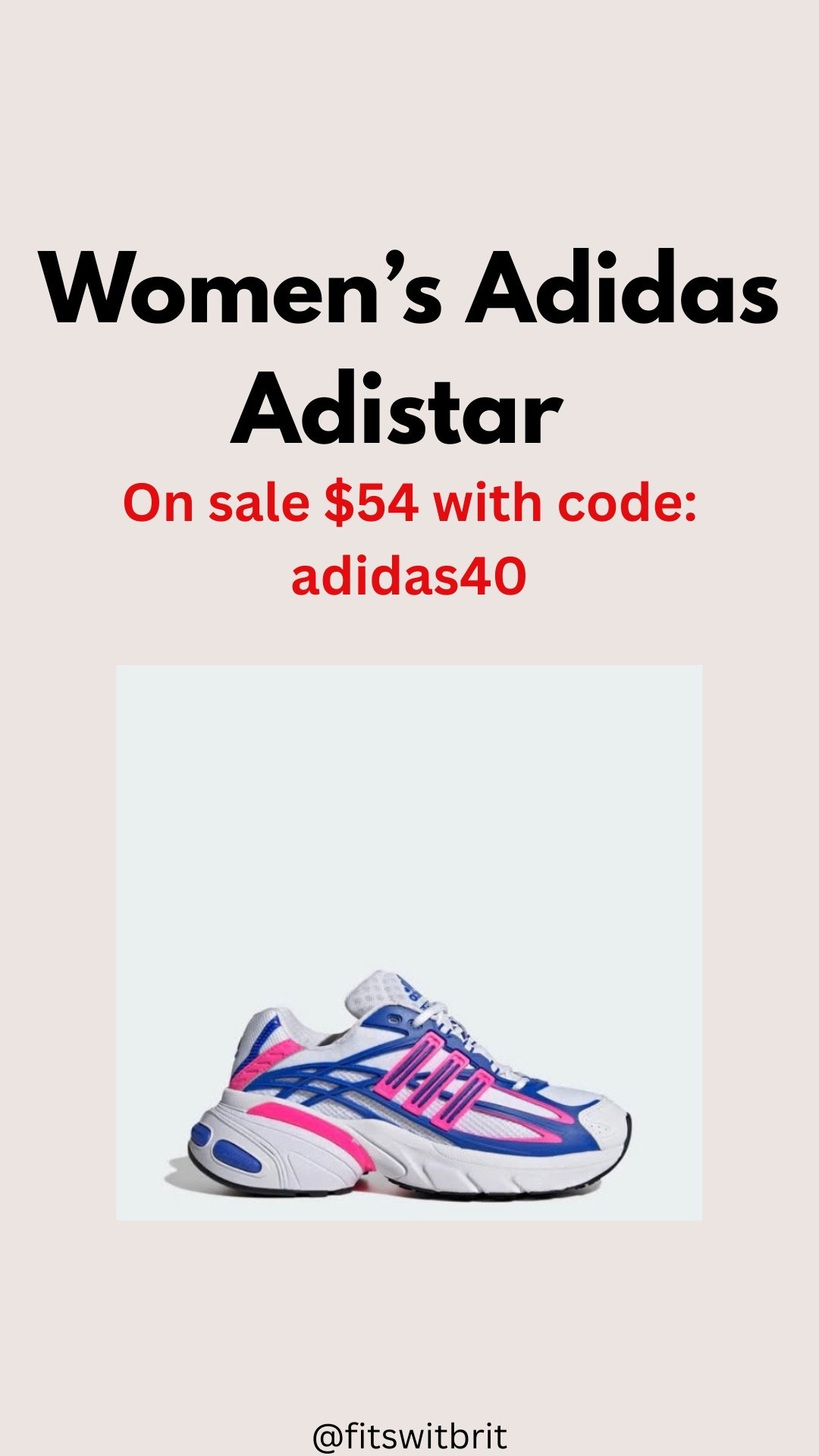 Women’s Adidas Adistar Sneakers on sale $54 with code: adidas40

#LTKActive #LTKSaleAlert