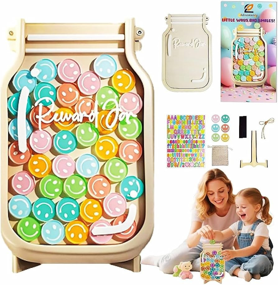 Kids Reward Jar & Behavior Chart - Classroom & Home Potty Training Chart with 80 Stickers - Teach... | Amazon (US)