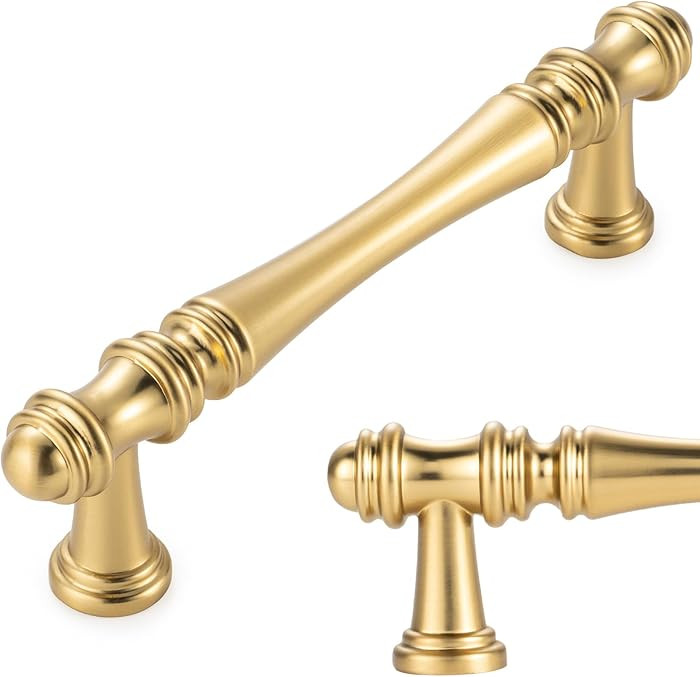 KOOFIZO 10 Pack 3-3/4 Inch Brushed Gold Kitchen Cabinet Handles Gold Cabinet Pulls Gold Cabinet H... | Amazon (US)