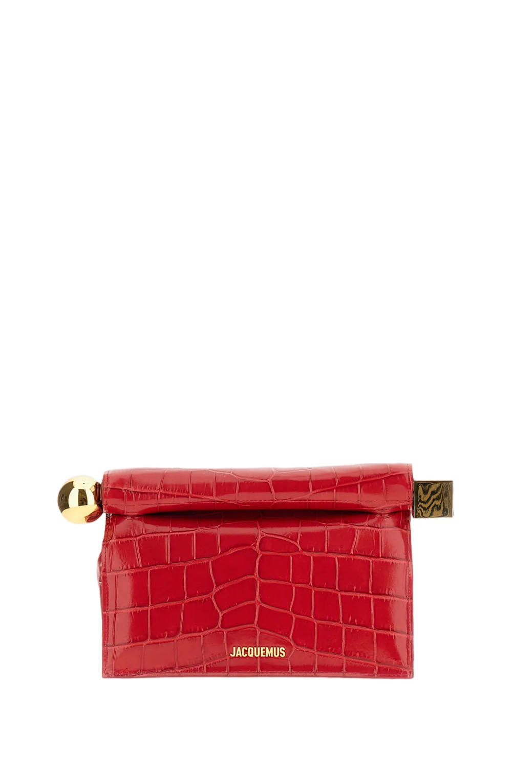 Red La Pochette Rond Carre Crocodile-Embossed Leather Clutch | Shop Simon