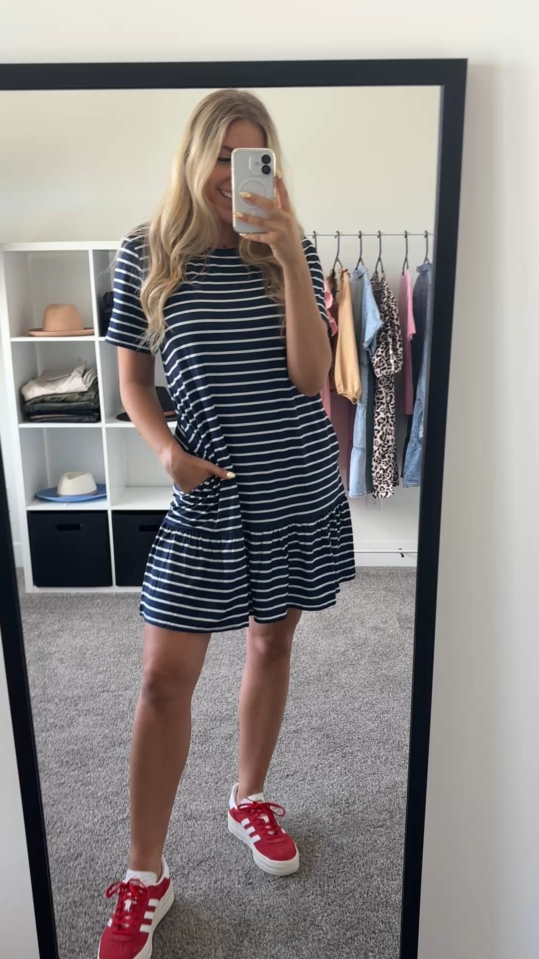 navy white striped dress: wearing usual size M
red adidas: true to size 

Memorial Day outfit | Fourth of July outfit | patriotic outfit | summer outfit 

#LTKFindsUnder100 #LTKSeasonal

#LTKSummerEdit