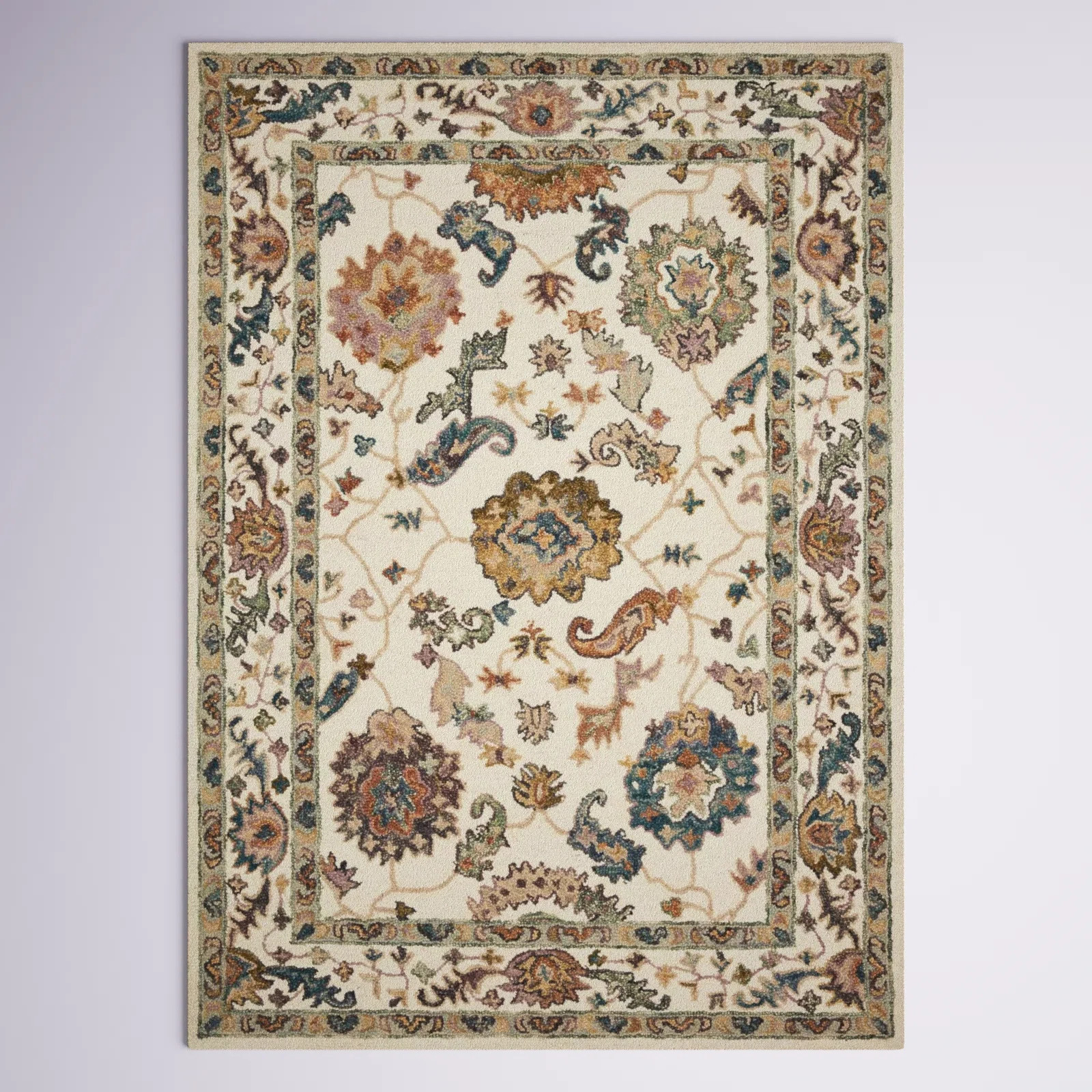 Norge Floral Hand Hooked Wool Beige/Brown Area Rug | Wayfair North America