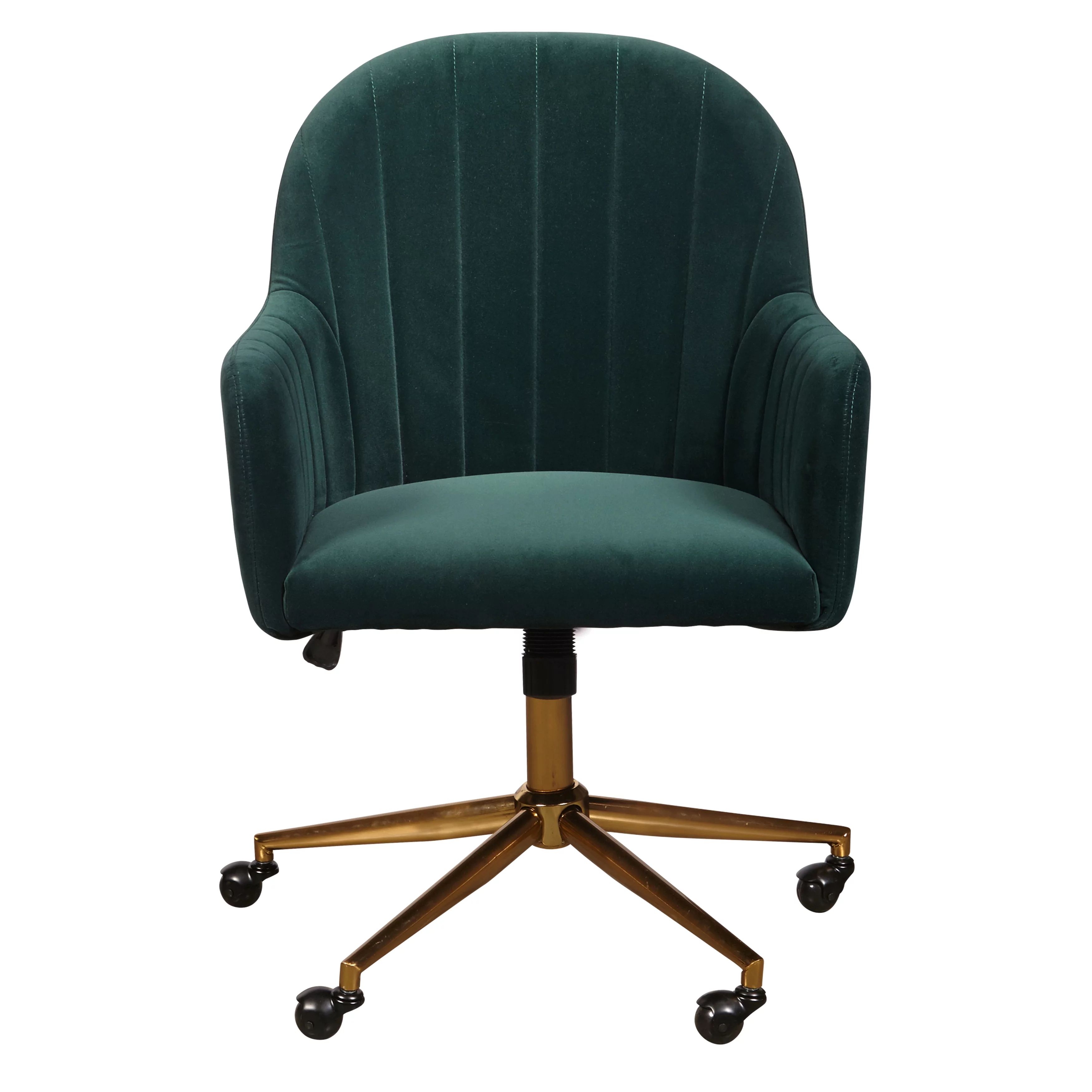 Upholstered Channel Tufted Office Chair in Emerald Green Velvet | Walmart (US)