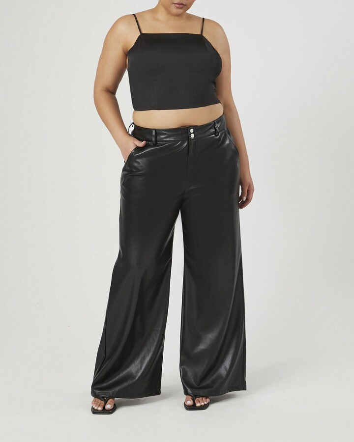 Forever 21 Plus Size Faux Leather Wide-Leg Pants | SHEIN
